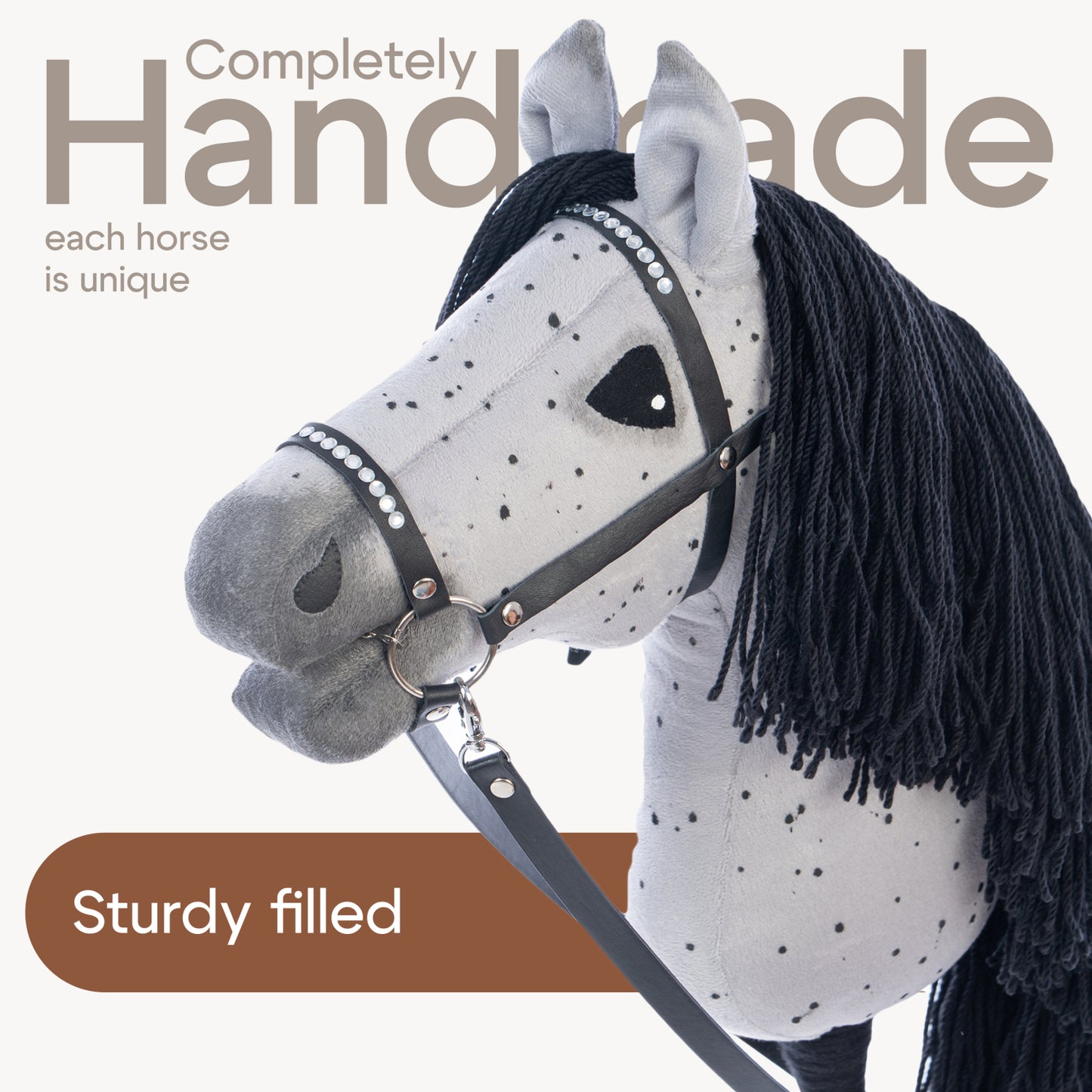 Hobbyhorse with bridle A3 Dapple Greay Fleabitten