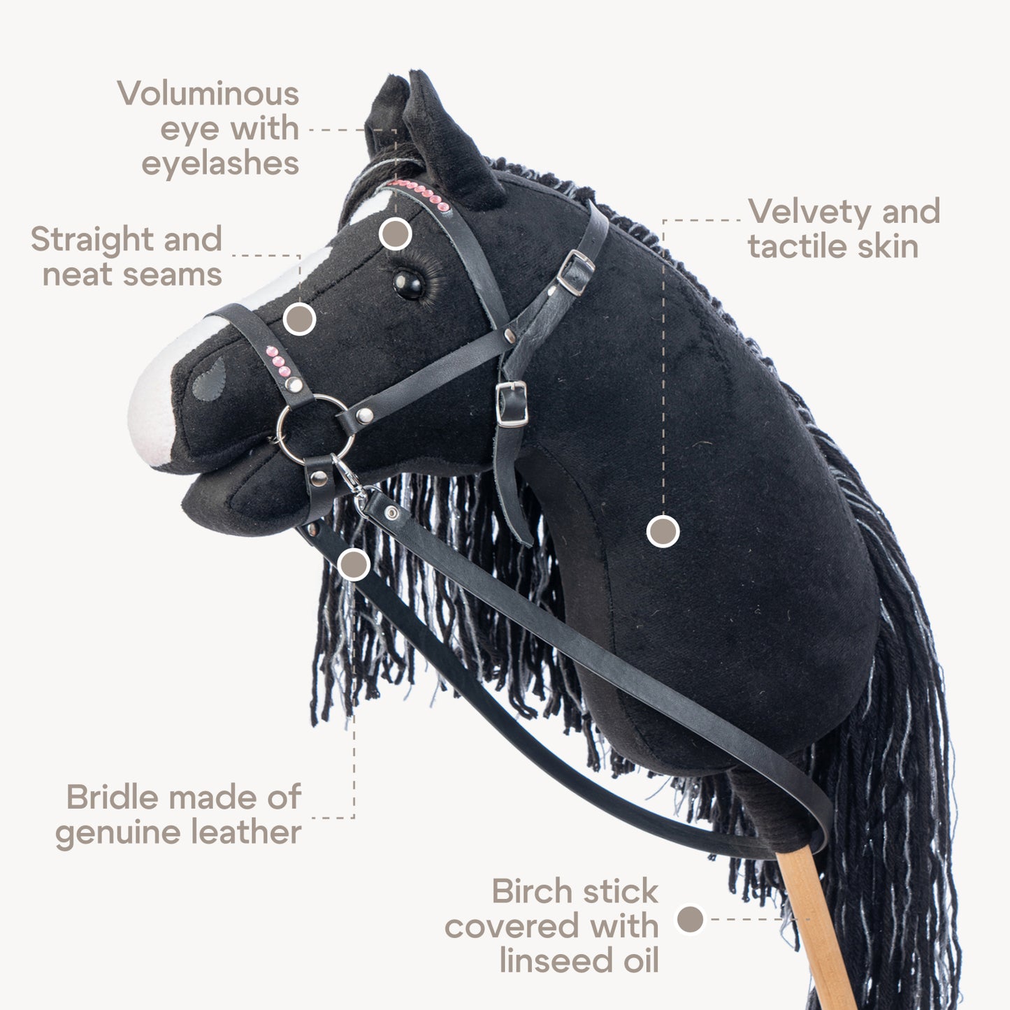 Hobbyhorse with bridle A3 Smoky Black
