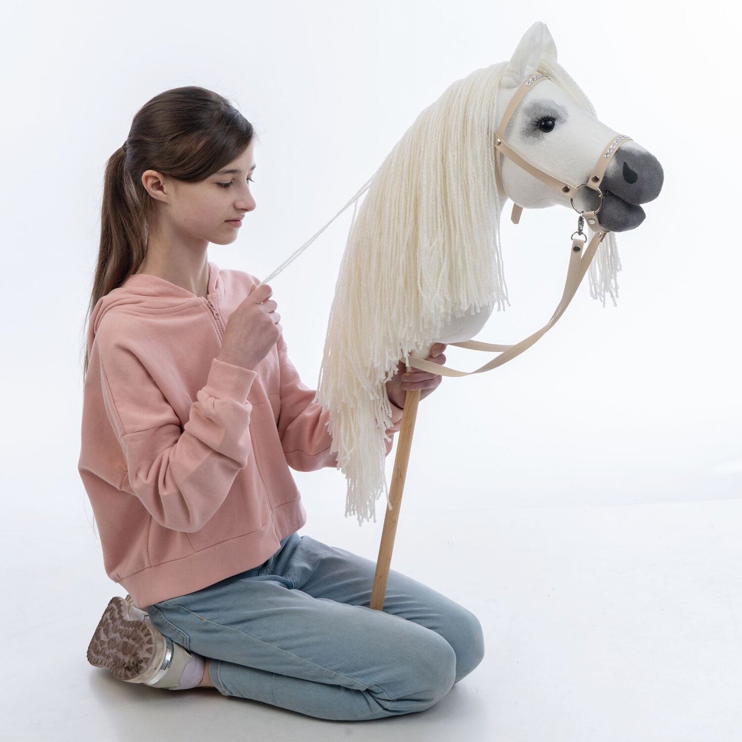 Hobbyhorse with bridle A3 White RACHEL