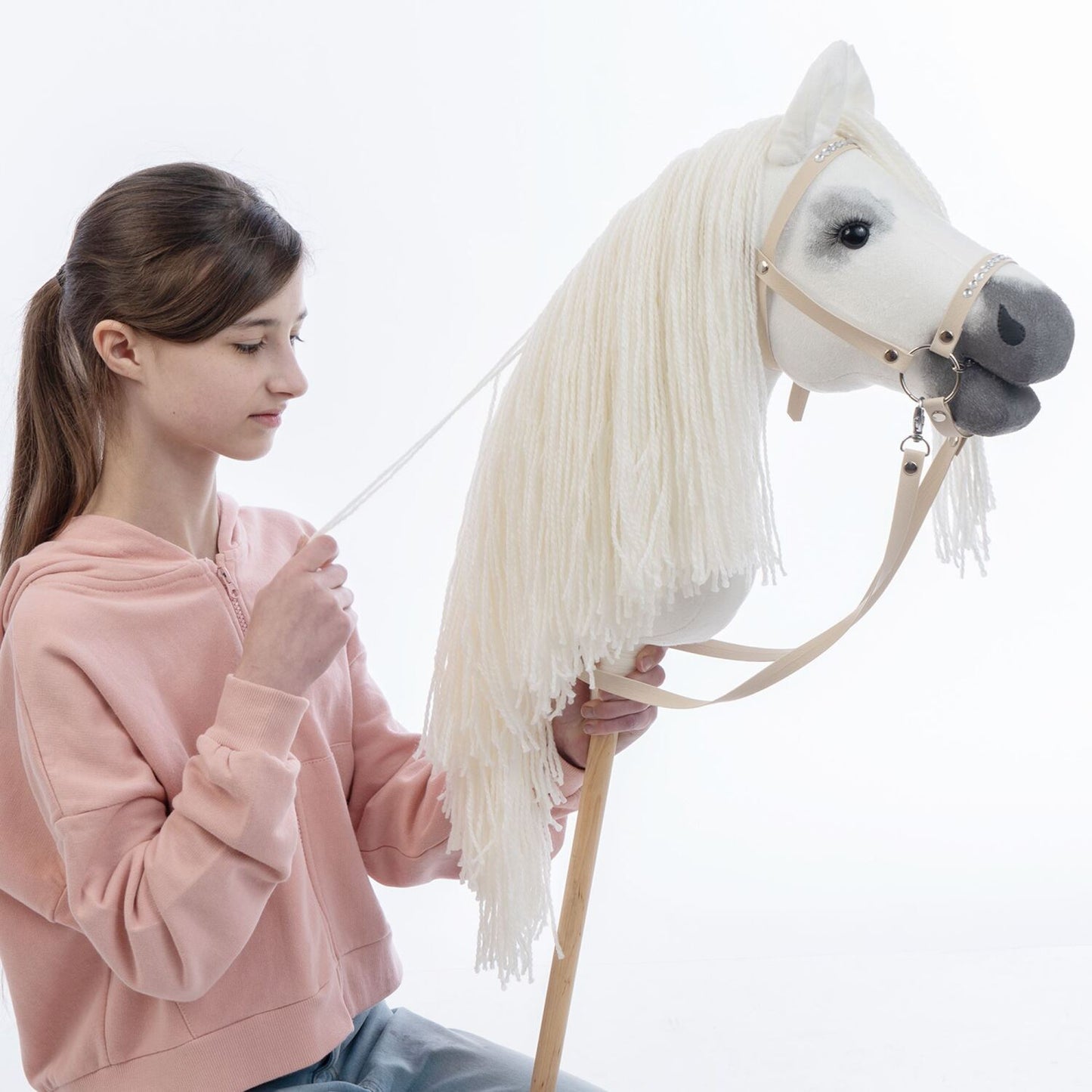 Hobbyhorse with bridle A3 White RACHEL