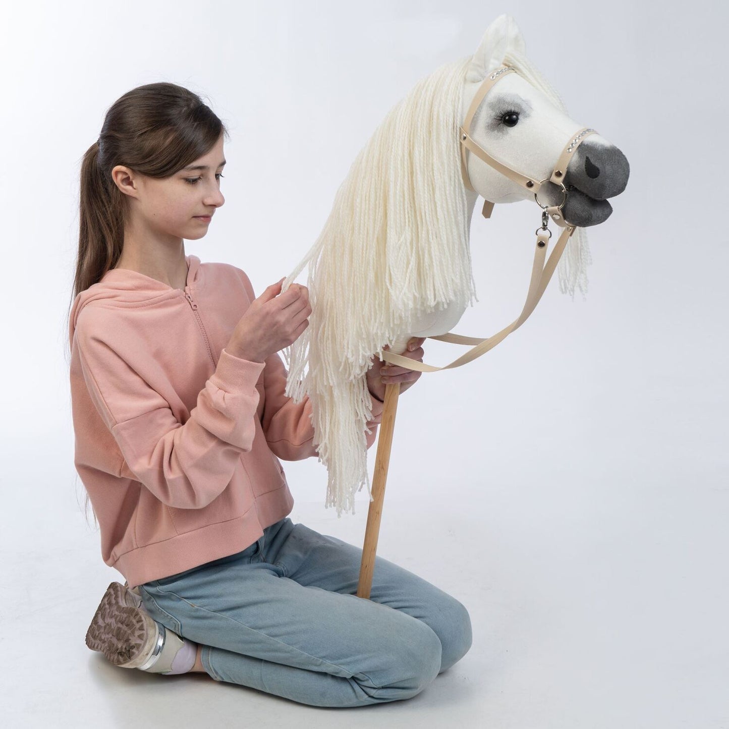 Hobbyhorse with bridle A3 White RACHEL