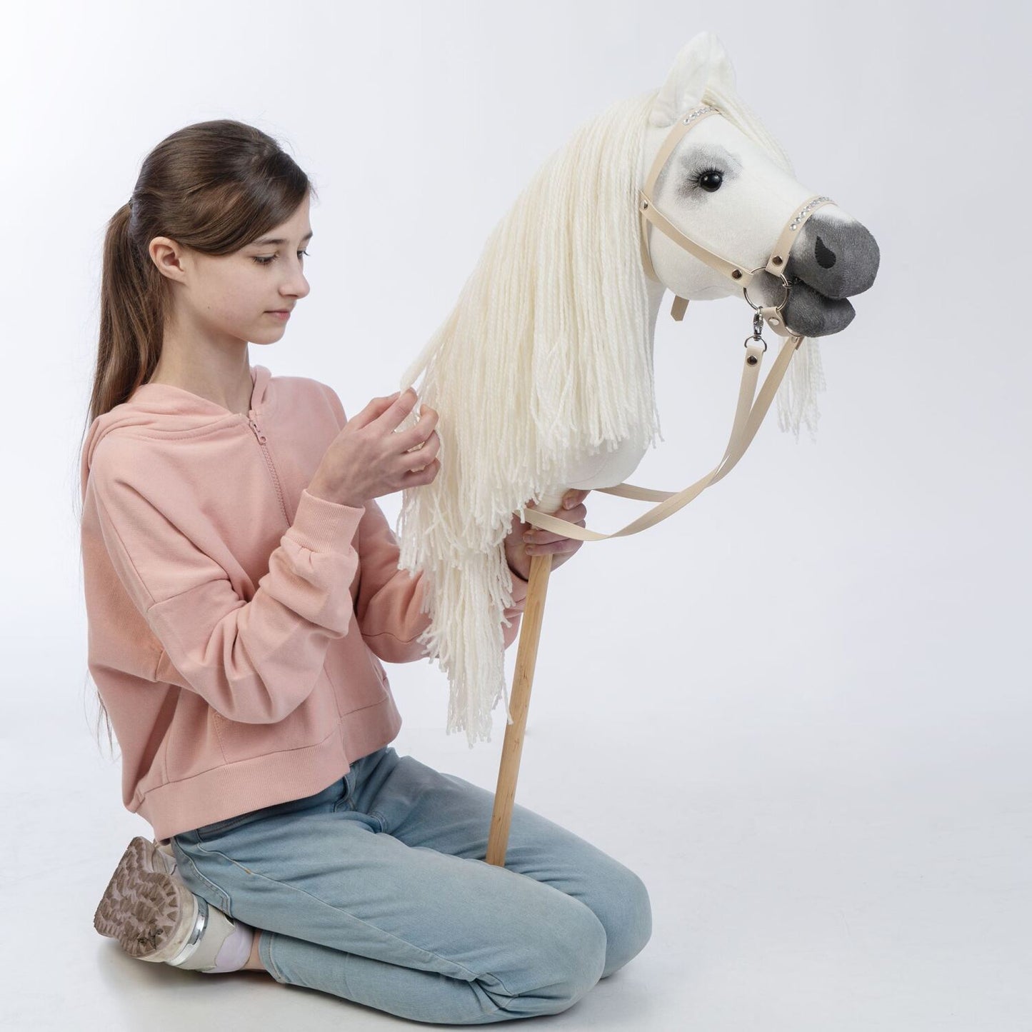 Hobbyhorse with bridle A3 White RACHEL