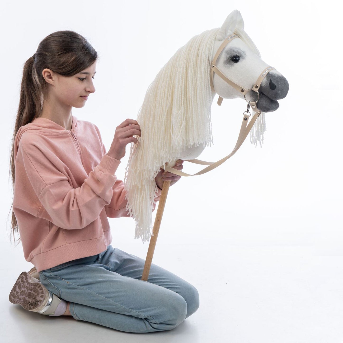 Hobbyhorse with bridle A3 White RACHEL
