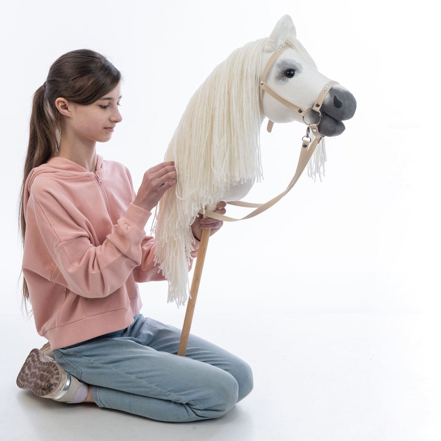 Hobbyhorse with bridle A3 White RACHEL