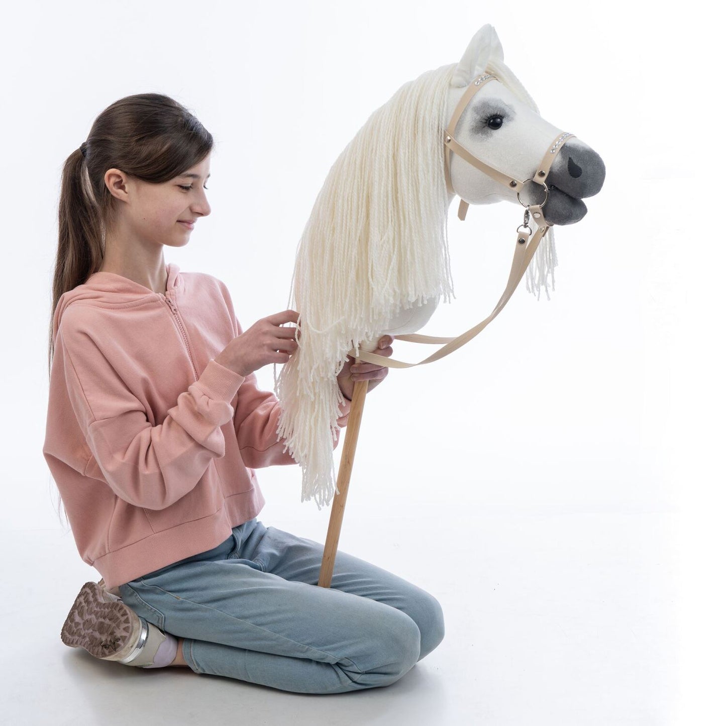 Hobbyhorse with bridle A3 White RACHEL