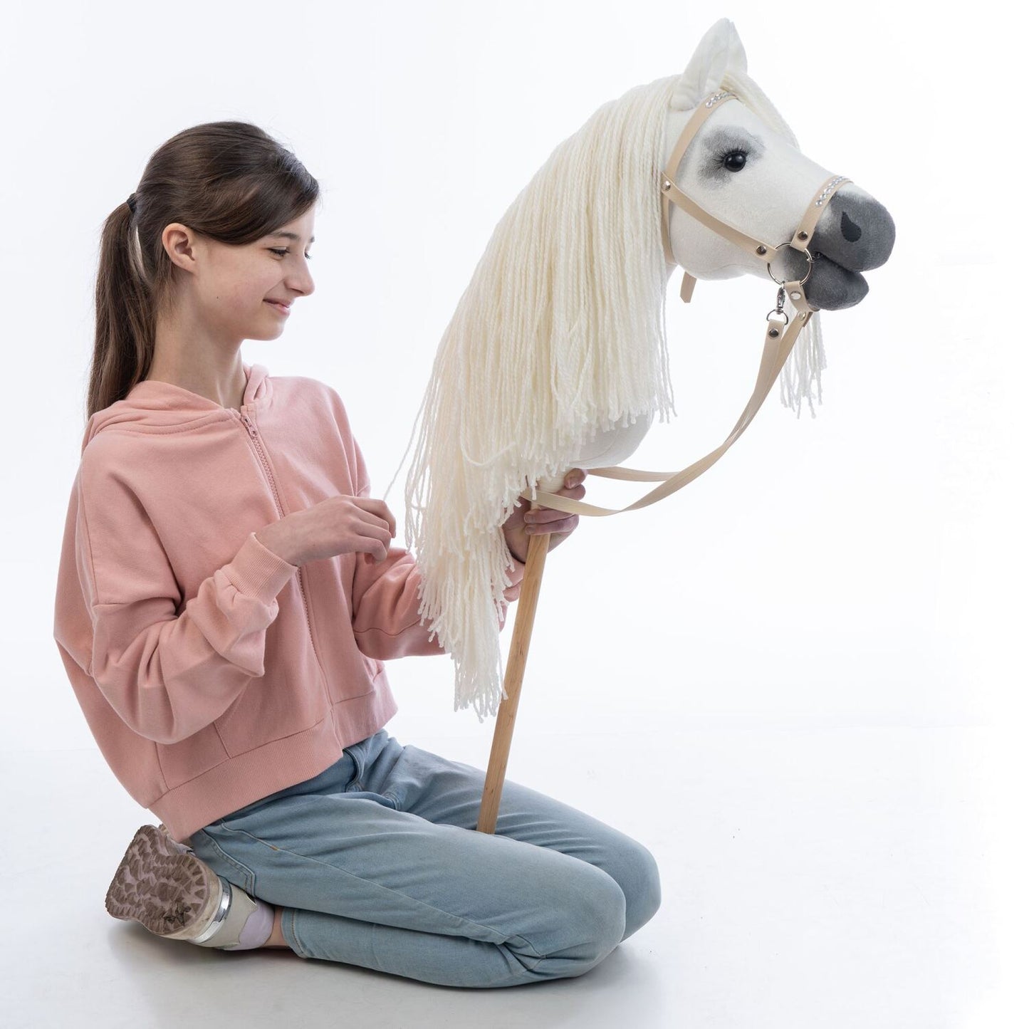 Hobbyhorse with bridle A3 White RACHEL