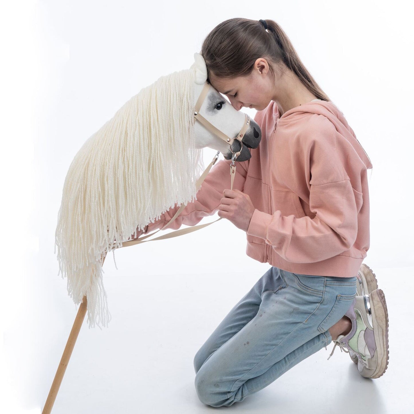 Hobbyhorse with bridle A3 White RACHEL