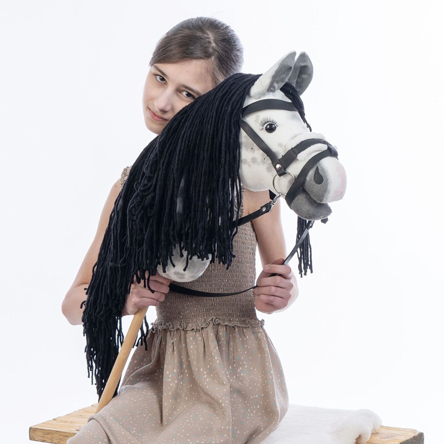Hobbyhorse with bridle A3 Dapple grey SPRING