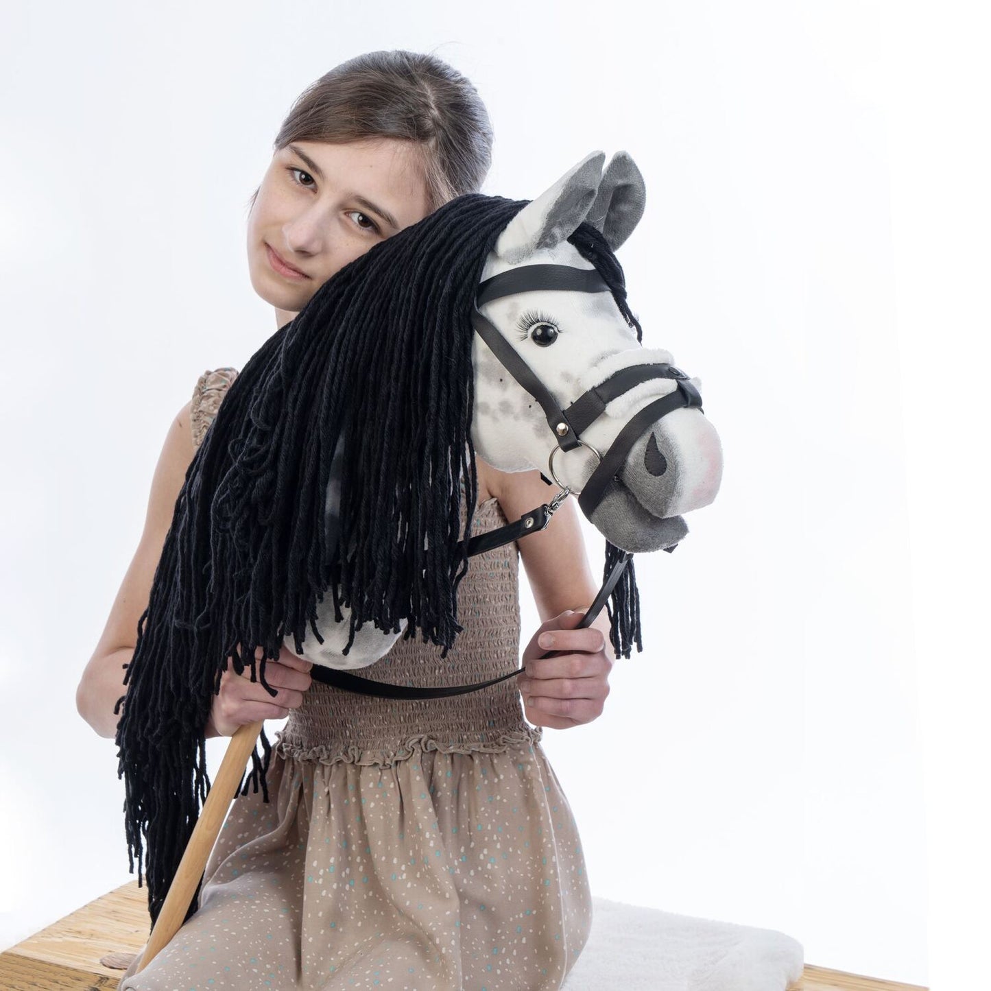 Hobbyhorse with bridle A3 Dapple grey SPRING