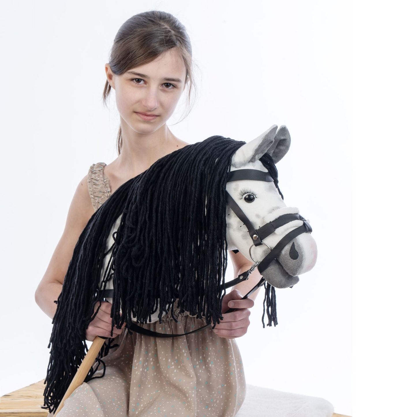 Hobbyhorse with bridle A3 Dapple grey SPRING