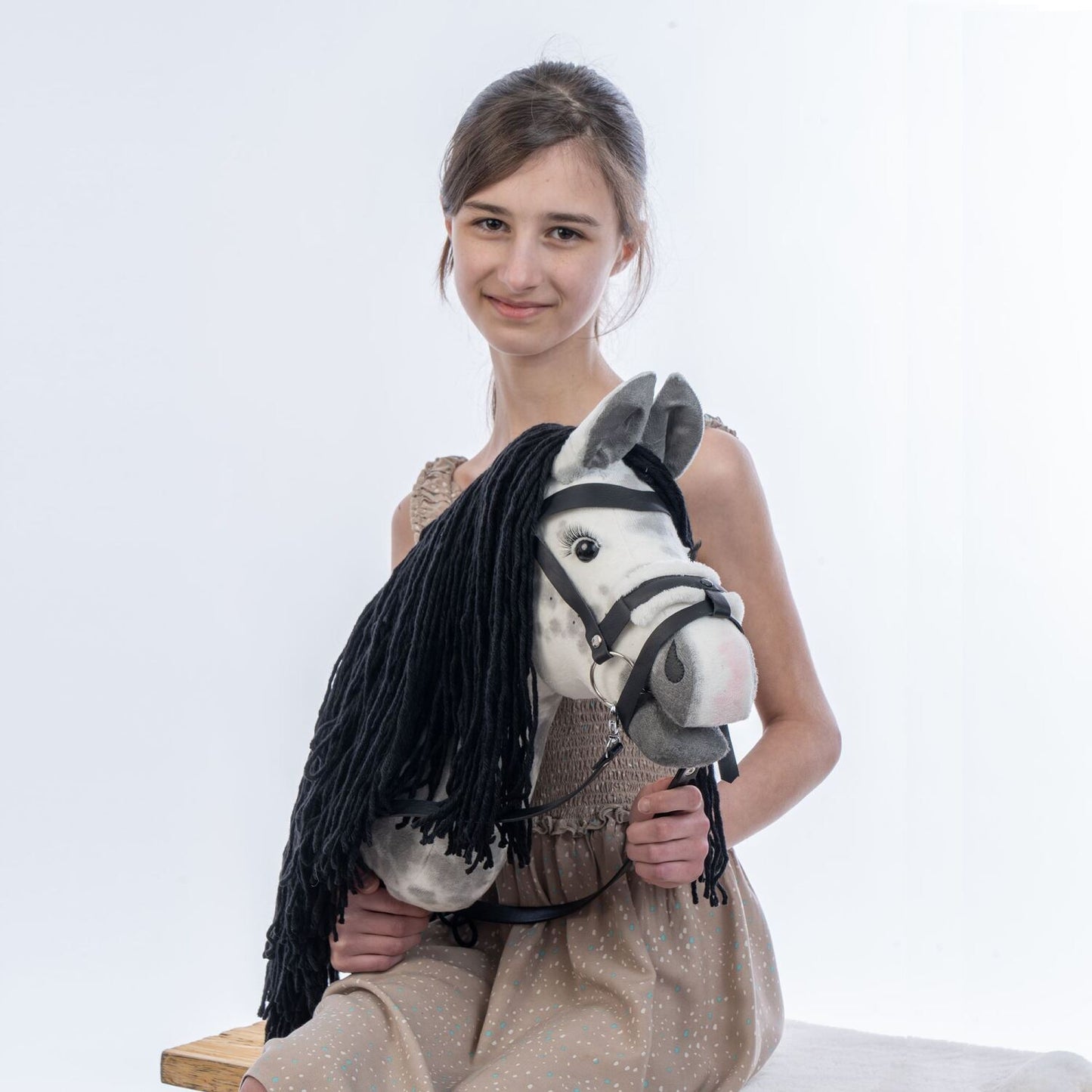 Hobbyhorse with bridle A3 Dapple grey SPRING