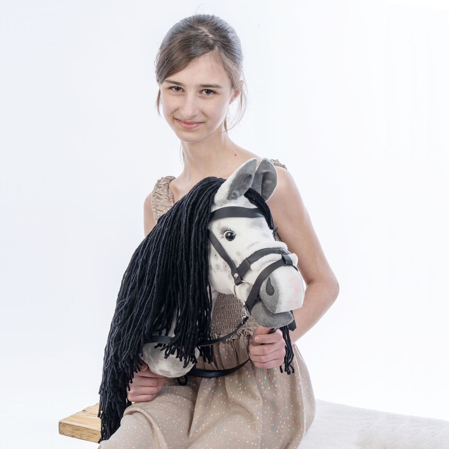 Hobbyhorse with bridle A3 Dapple grey SPRING