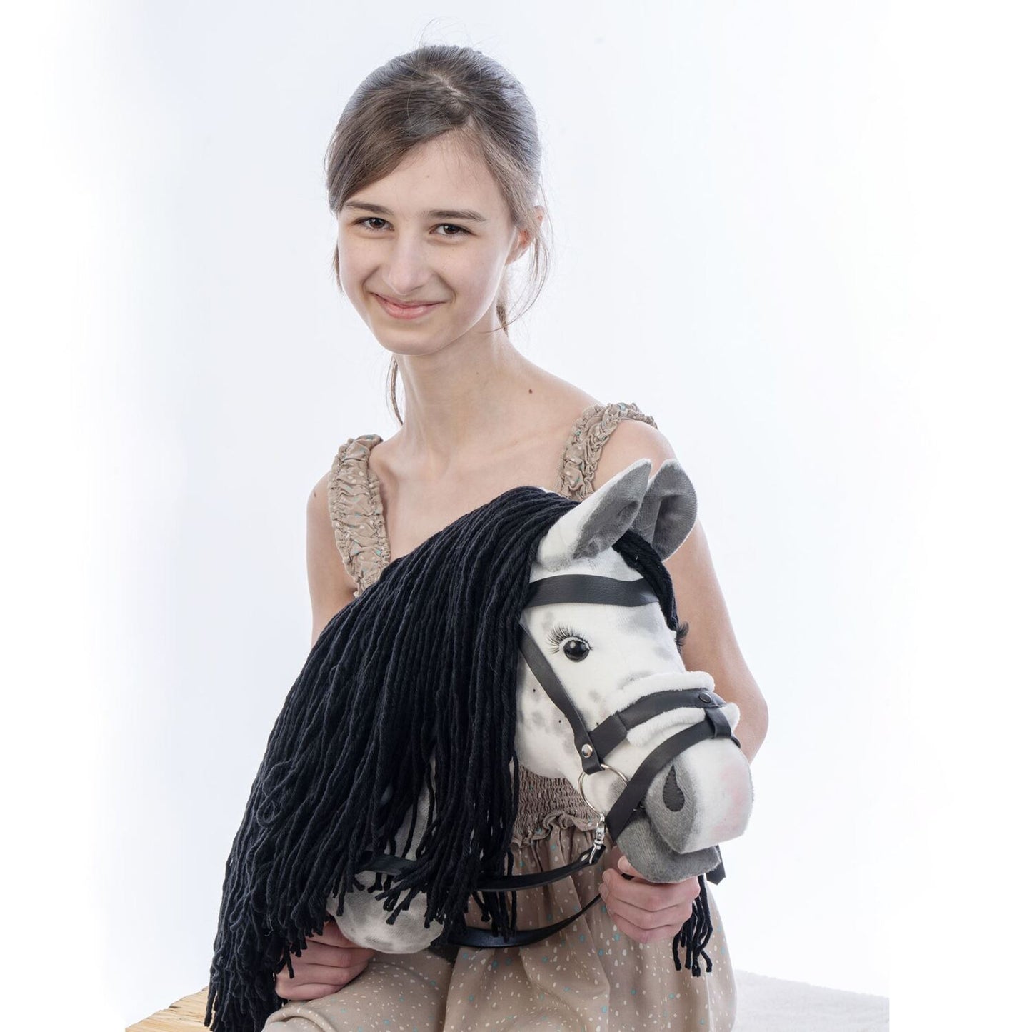 Hobbyhorse with bridle A3 Dapple grey SPRING