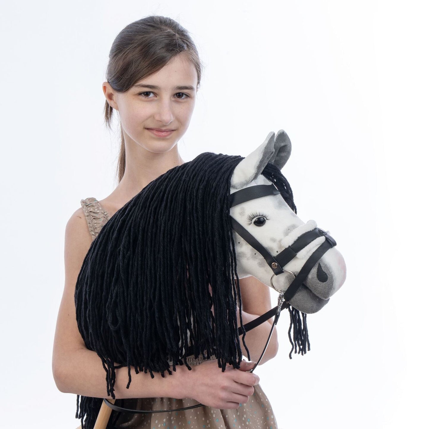 Hobbyhorse with bridle A3 Dapple grey SPRING