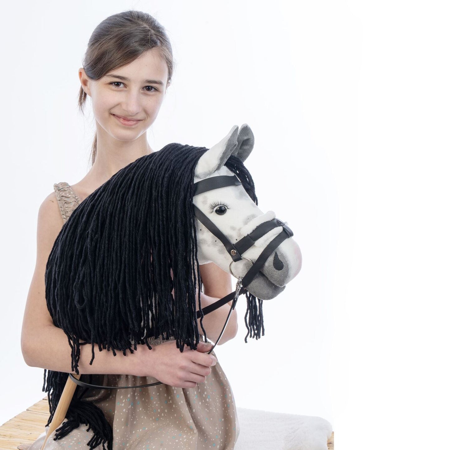 Hobbyhorse with bridle A3 Dapple grey SPRING