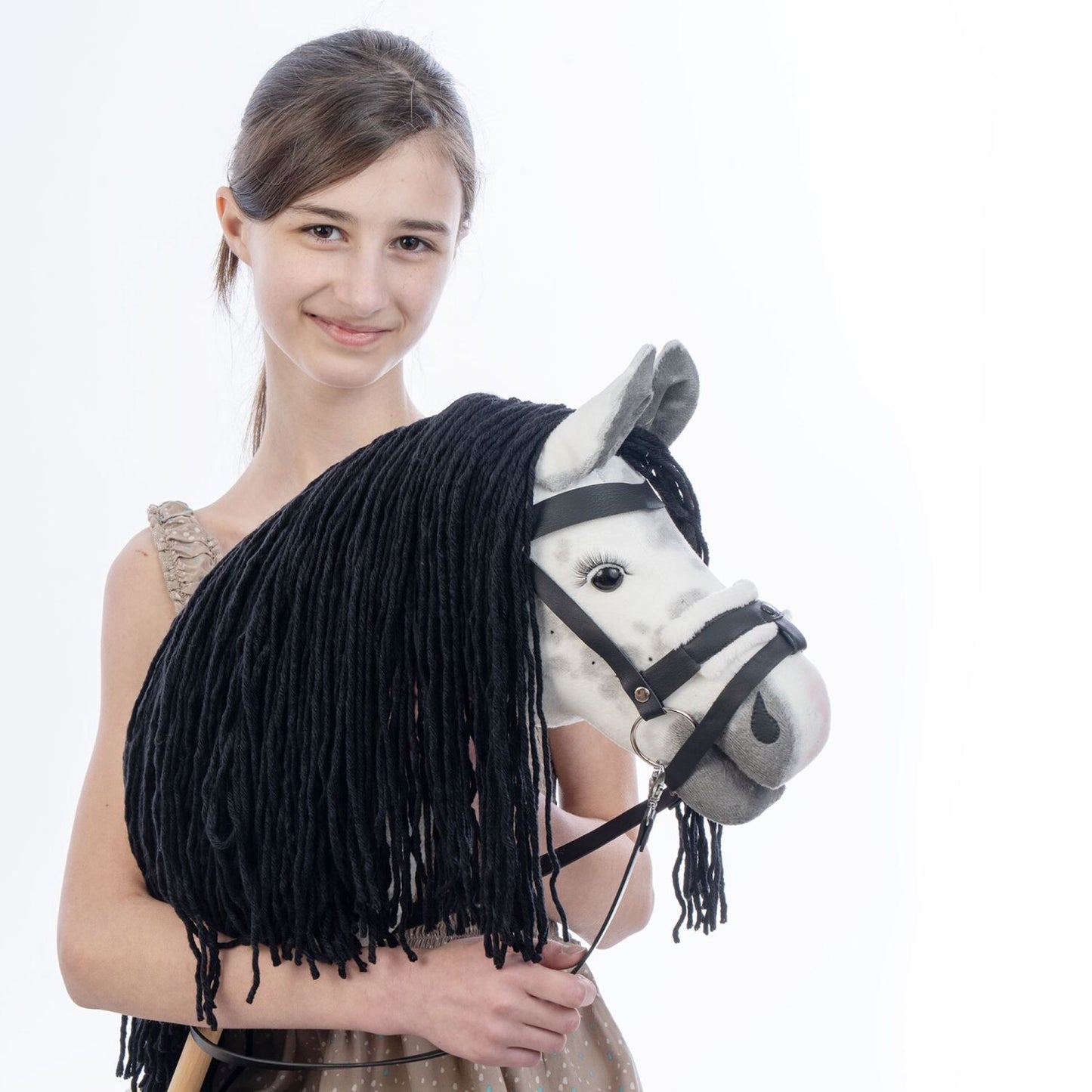 Hobbyhorse with bridle A3 Dapple grey SPRING