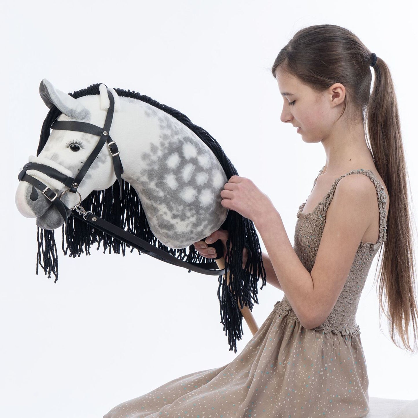 Hobbyhorse with bridle A3 Dapple grey SPRING