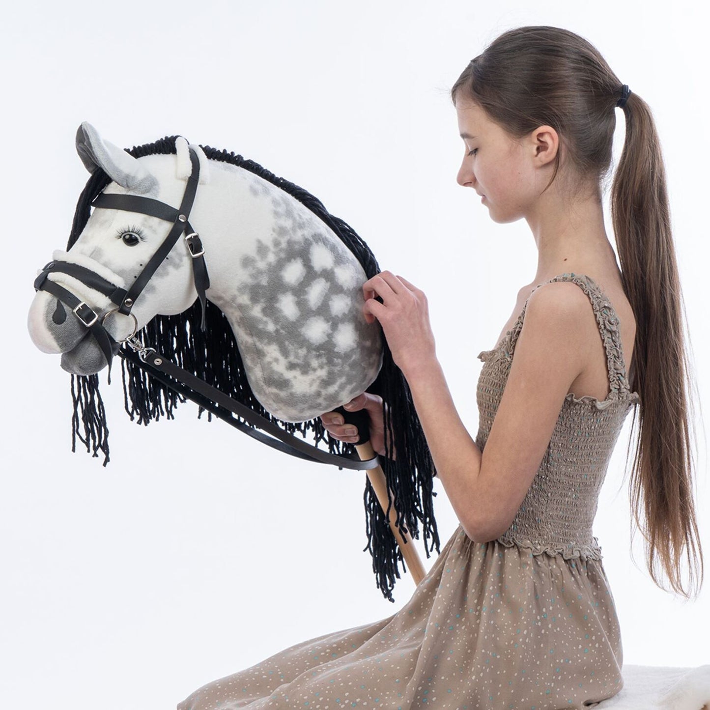 Hobbyhorse with bridle A3 Dapple grey SPRING
