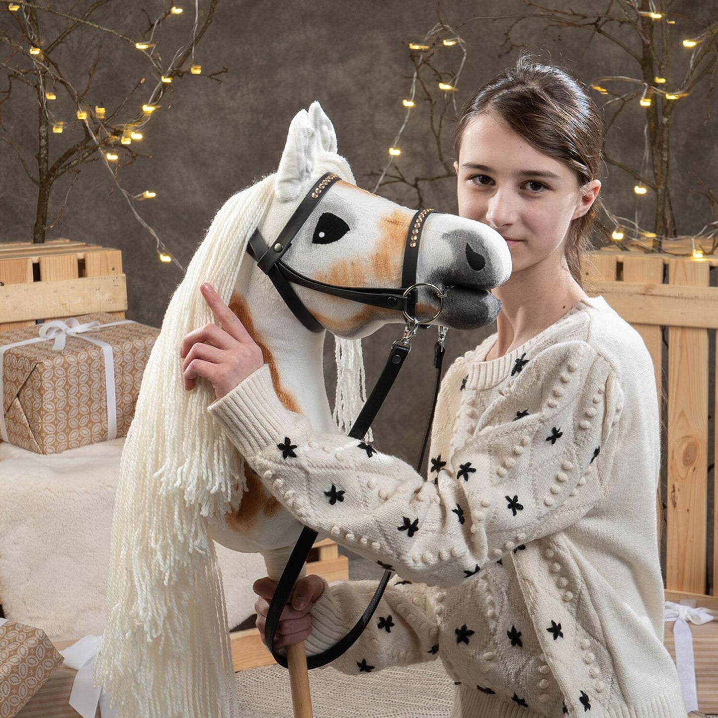 Hobbyhorse with bridle A3 White SUNNY