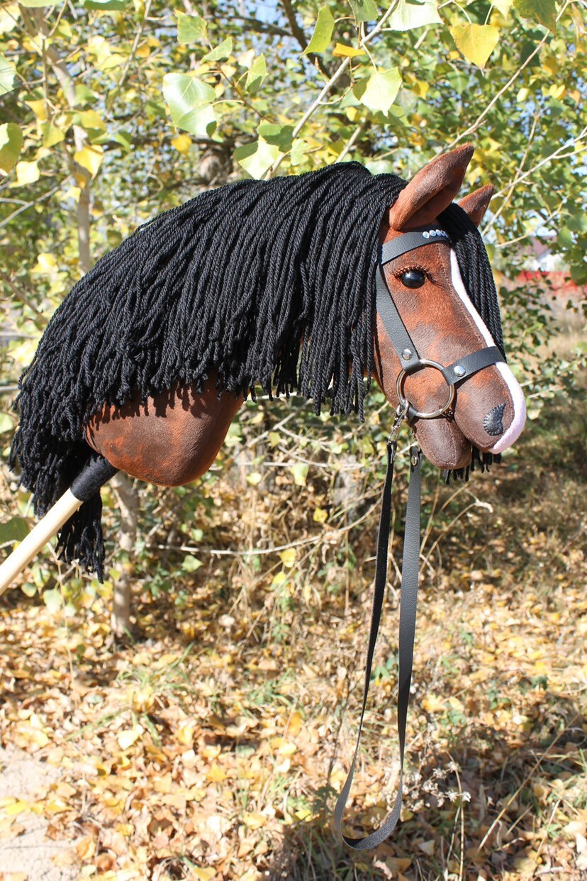 Hobbyhorse with bridle A3 Chestnut Brown-stained
