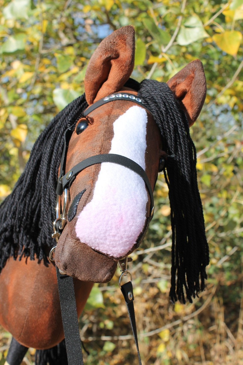 Hobbyhorse with bridle A3 Chestnut Brown-stained