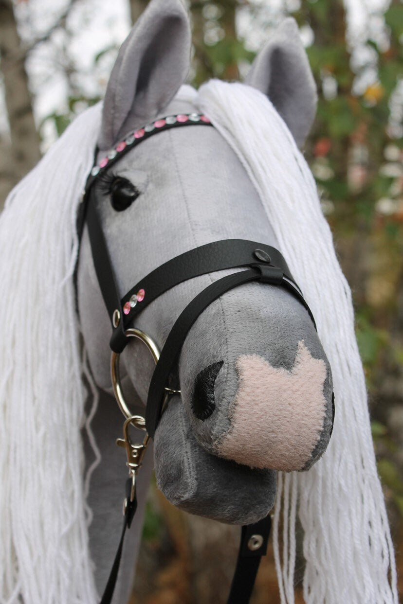 Hobbyhorse with bridle A3 Blue Roan Beauty