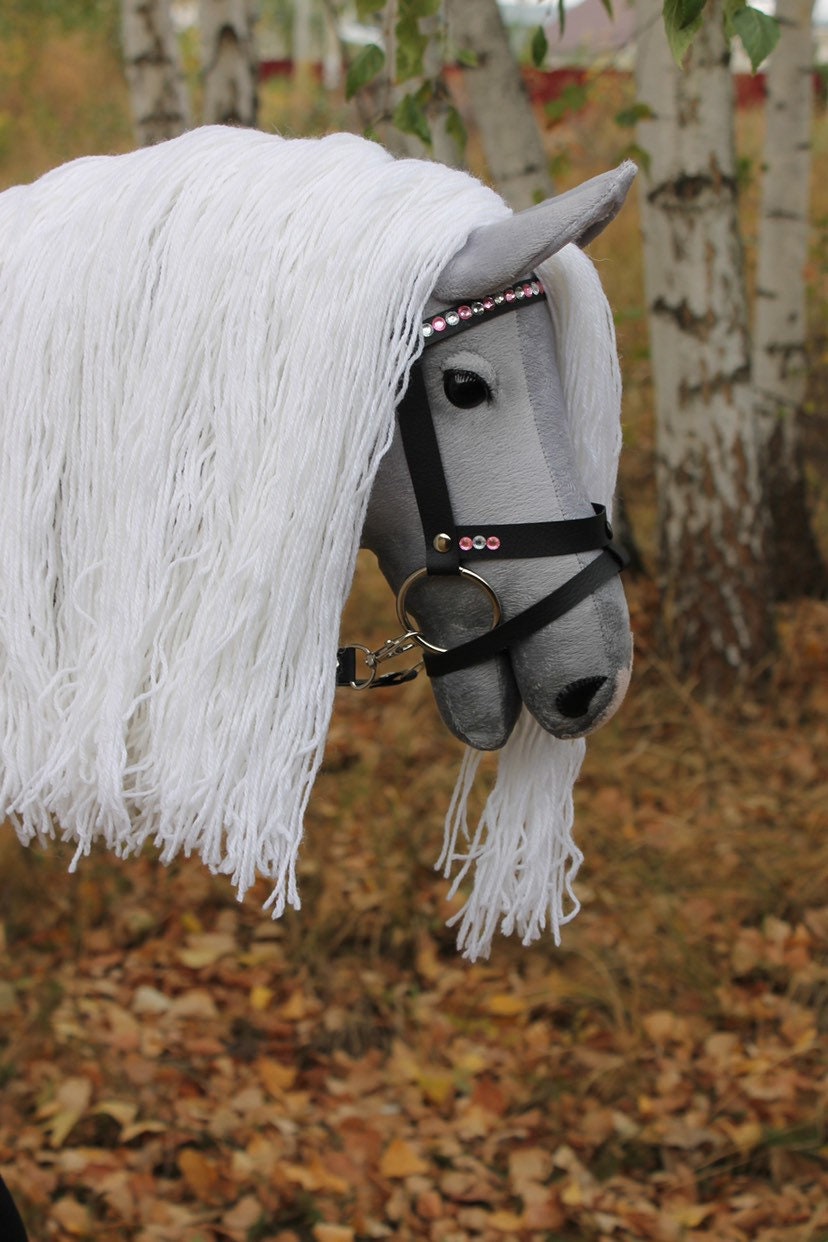 Hobbyhorse with bridle A3 Blue Roan Beauty