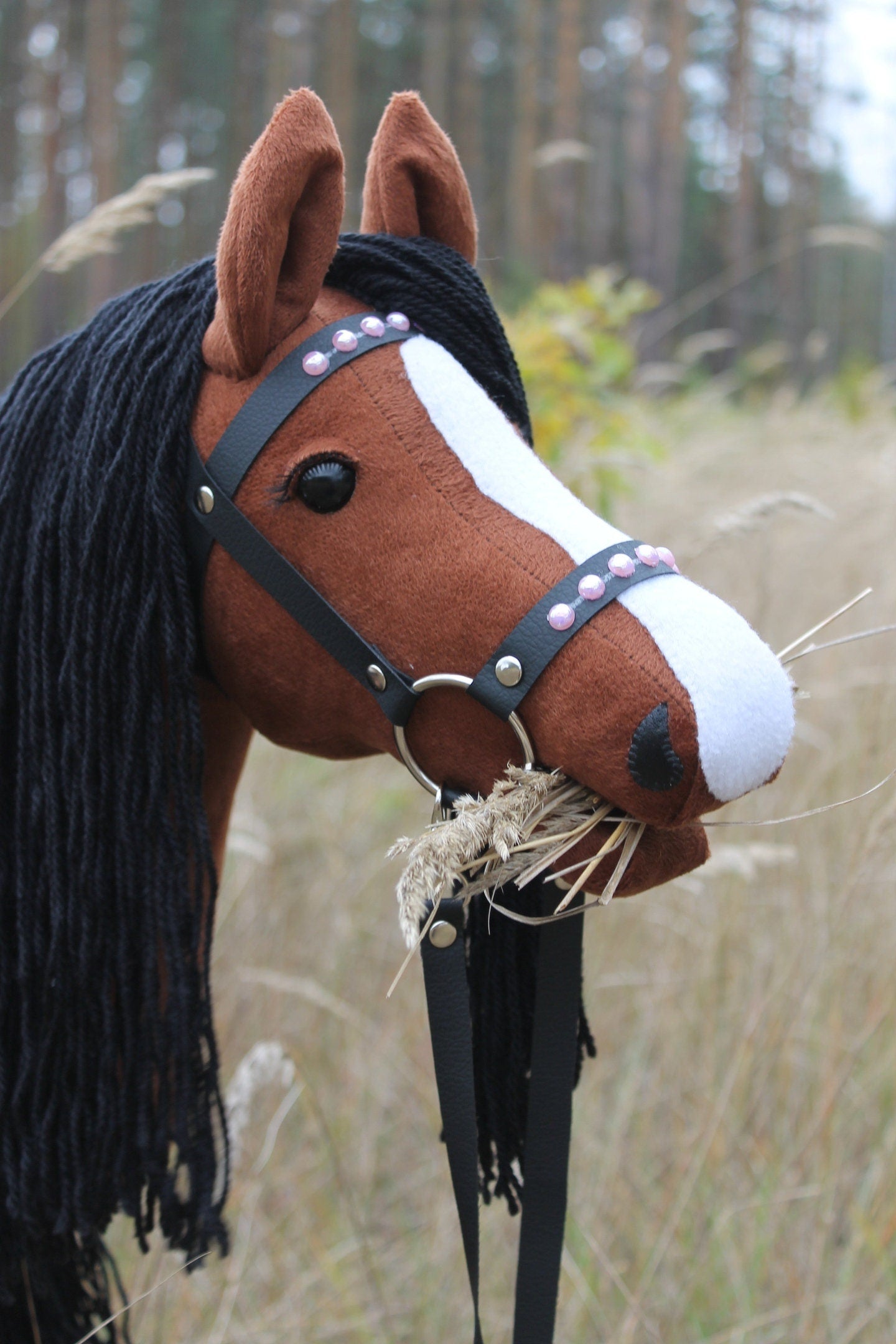 Hobby horse with bridle A3 Chestnut ENIGMA