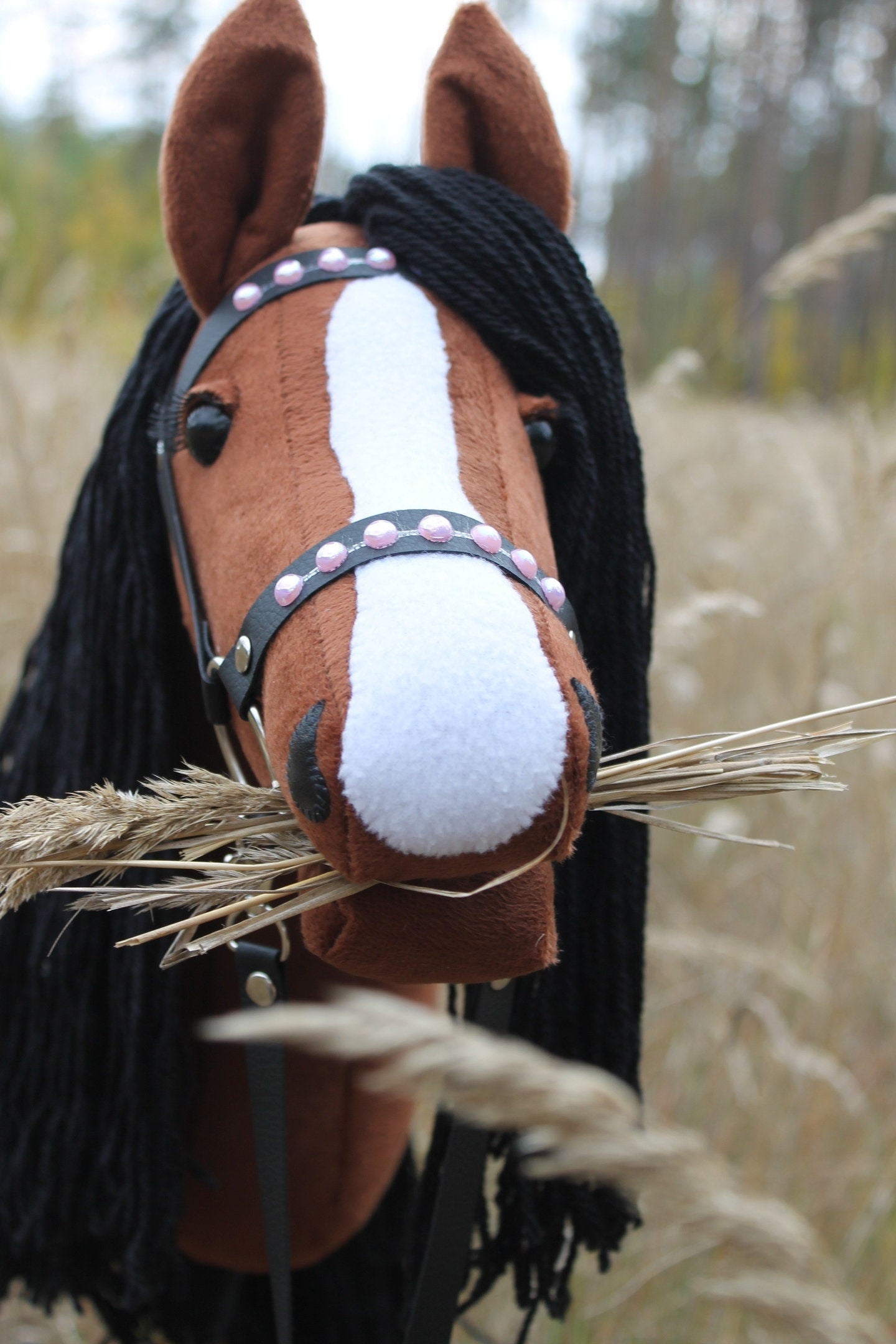 Hobby horse with bridle A3 Chestnut ENIGMA
