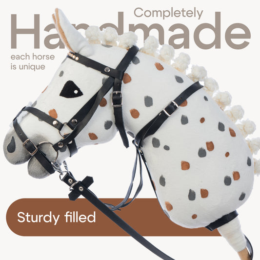Hobbyhorse with bridle A3 White Stained Beauty