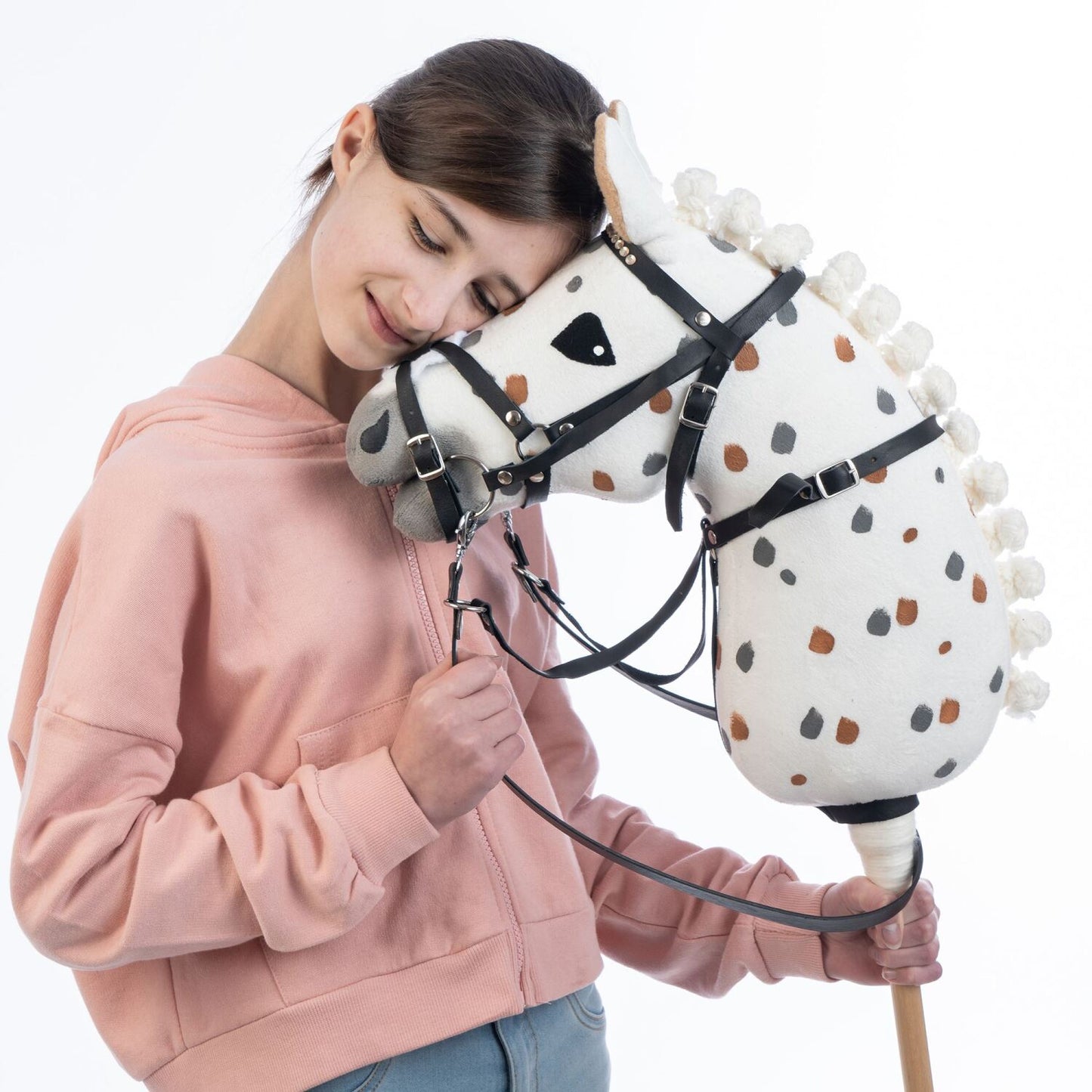 Hobbyhorse with bridle A3 White Stained Beauty
