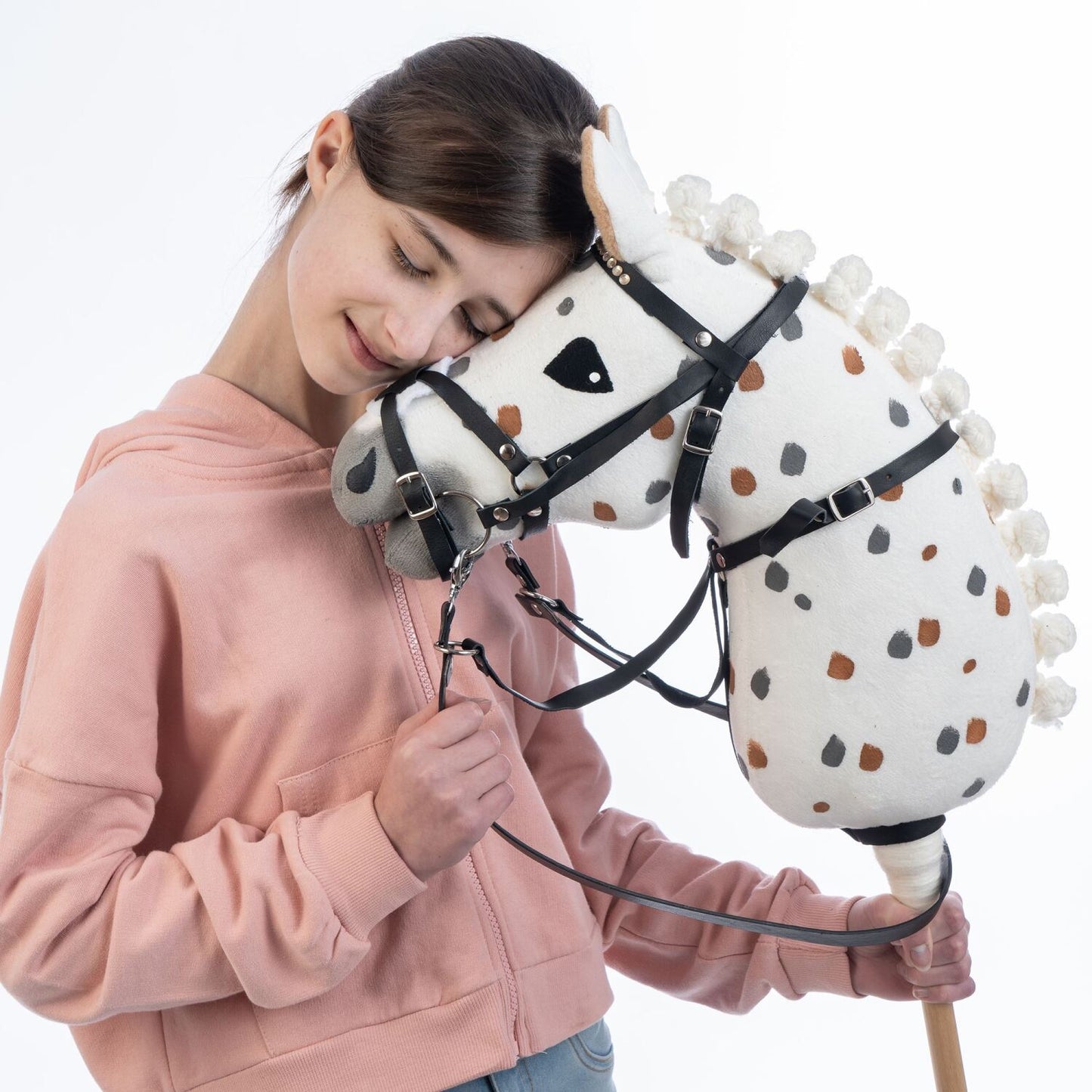 Hobbyhorse with bridle A3 White Stained Beauty