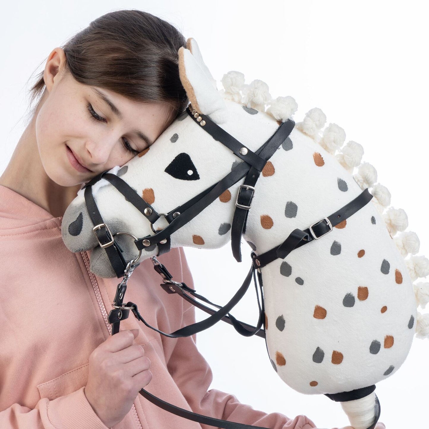 Hobbyhorse with bridle A3 White Stained Beauty