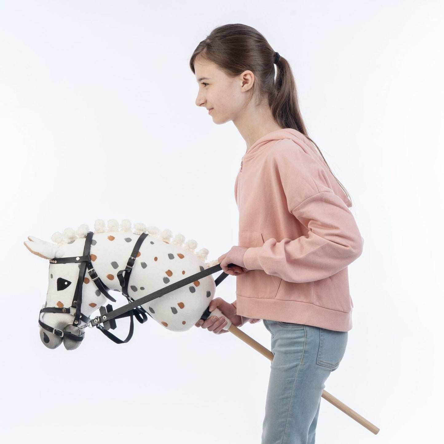 Hobbyhorse with bridle A3 White Stained Beauty