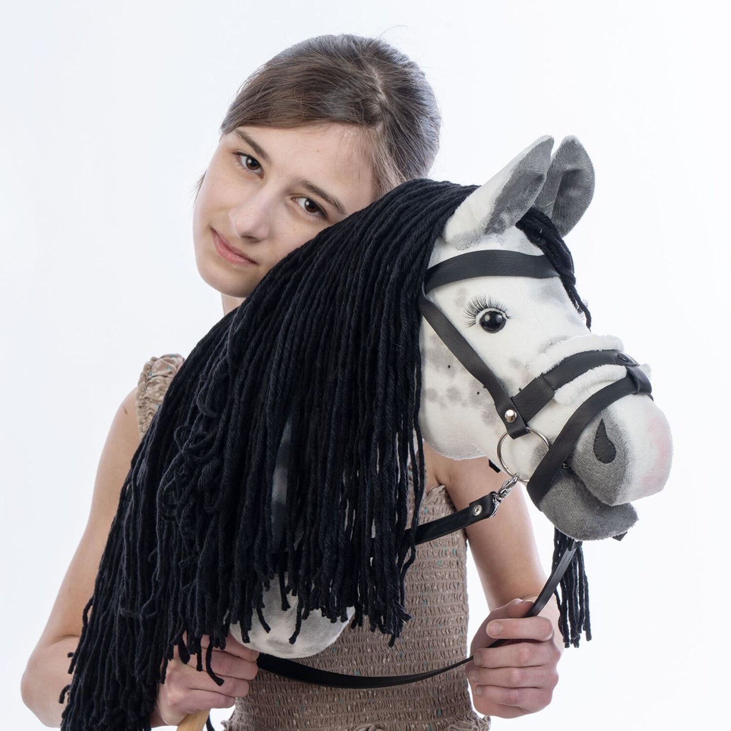 Hobbyhorse with bridle A3 Dapple grey SPRING