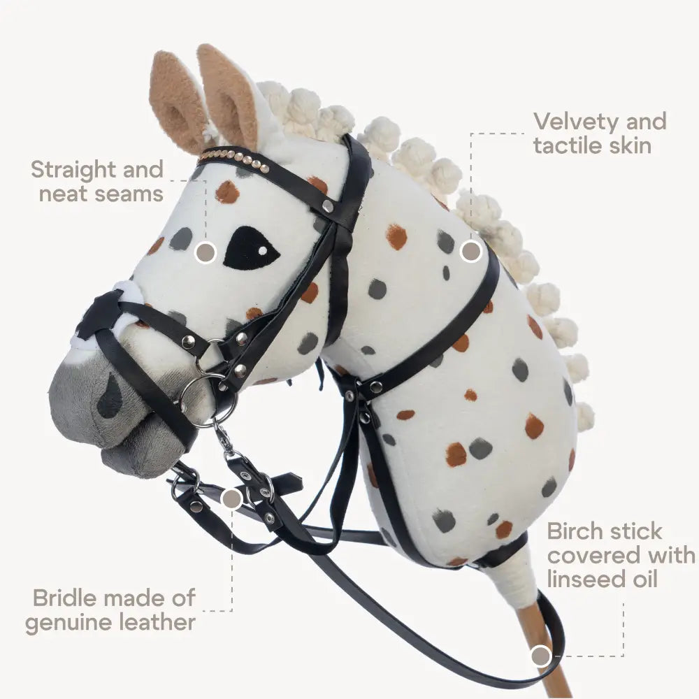 Hobbyhorse with bridle A3 White Stained Beauty Hobbyhorses: bestsellers