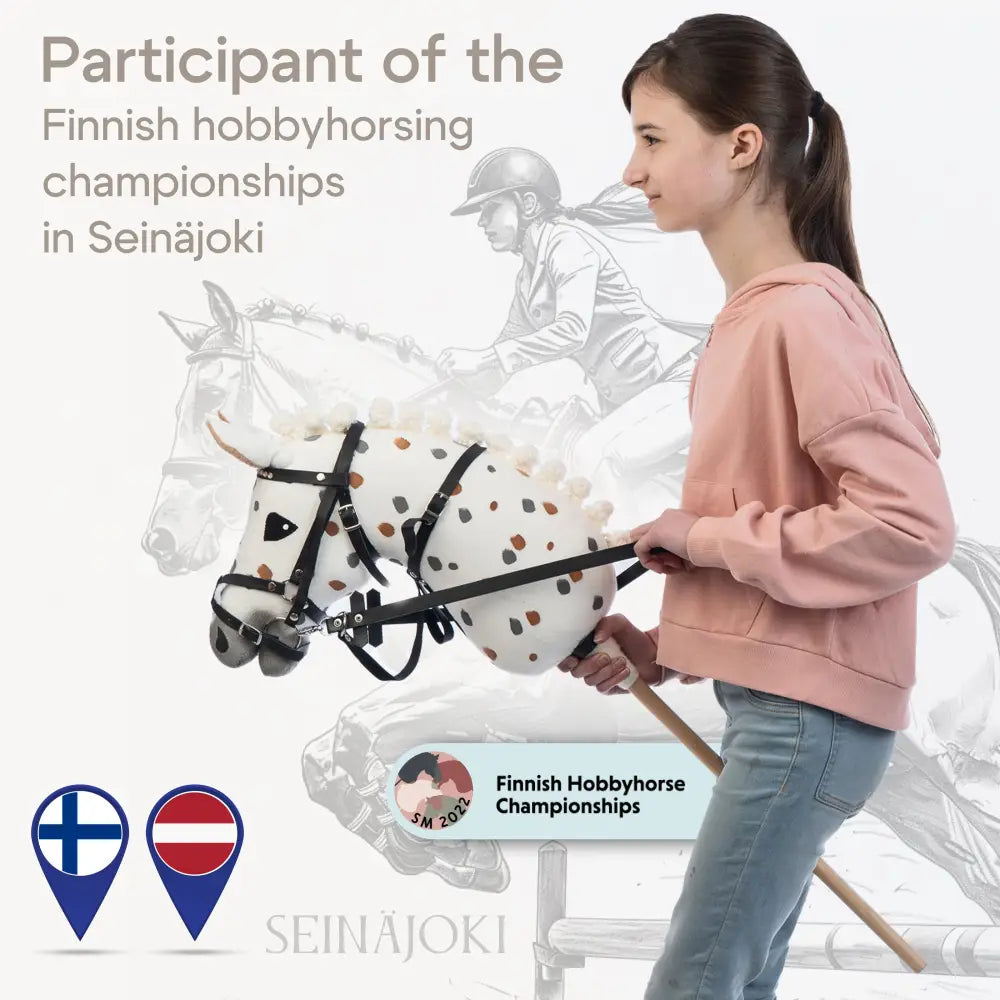 Hobbyhorse with bridle A3 White Stained Beauty Hobbyhorses: bestsellers