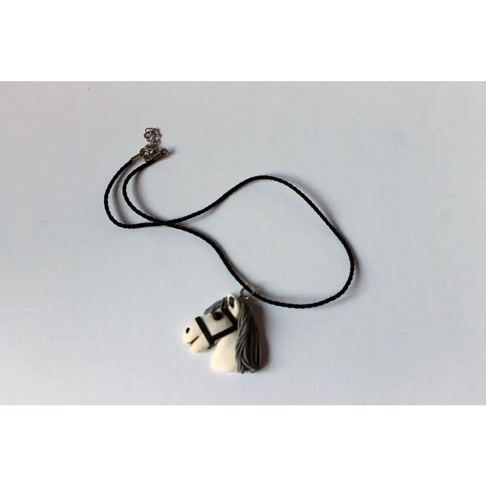 Pendant of real hobbyhorser / pendant with stickhorce’s head / polymer clay pendant White / ACE