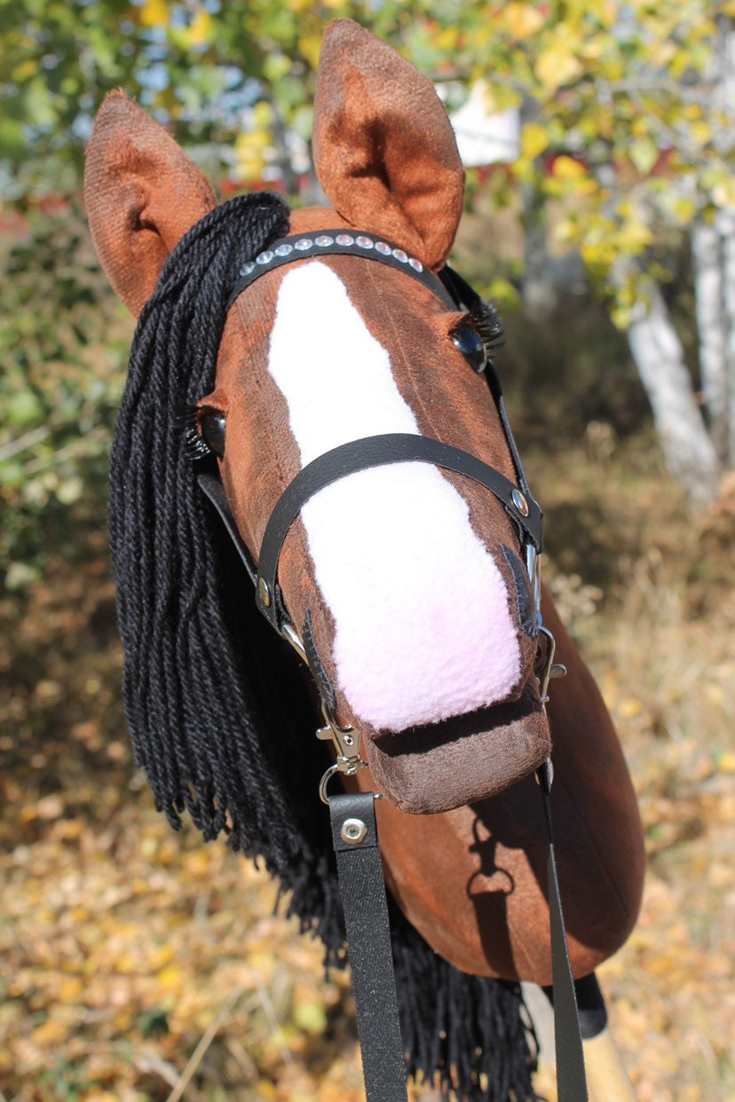 Hobbyhorse with bridle A3 Chestnut Brown-stained