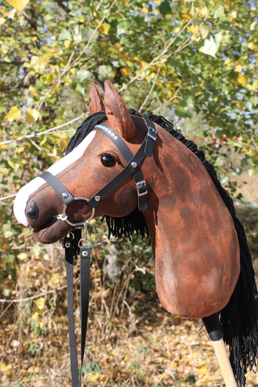 Hobbyhorse with bridle A3 Chestnut Brown-stained