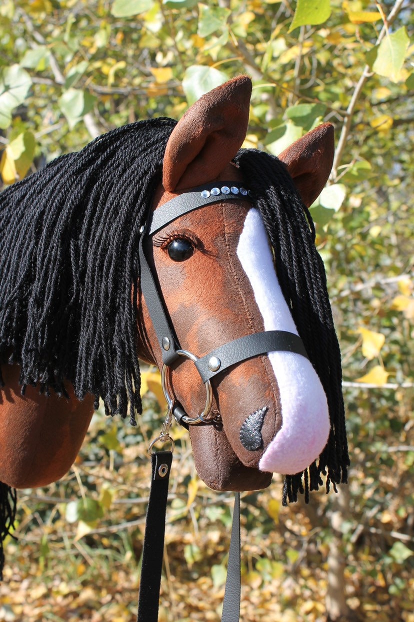 Hobbyhorse with bridle A3 Chestnut Brown-stained