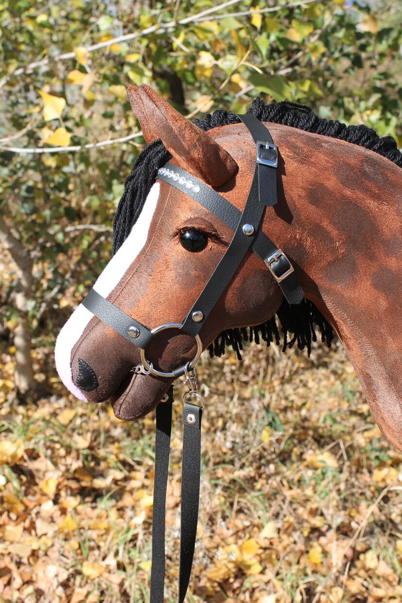 Hobbyhorse with bridle A3 Chestnut Brown-stained