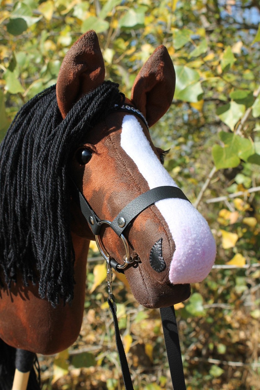 Hobbyhorse with bridle A3 Chestnut Brown-stained