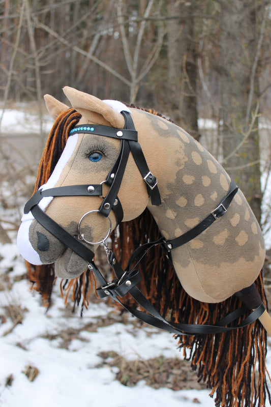 Hobbyhorse with bridle A3 Palomino ORLEANS with heterochromia (blue/brown)