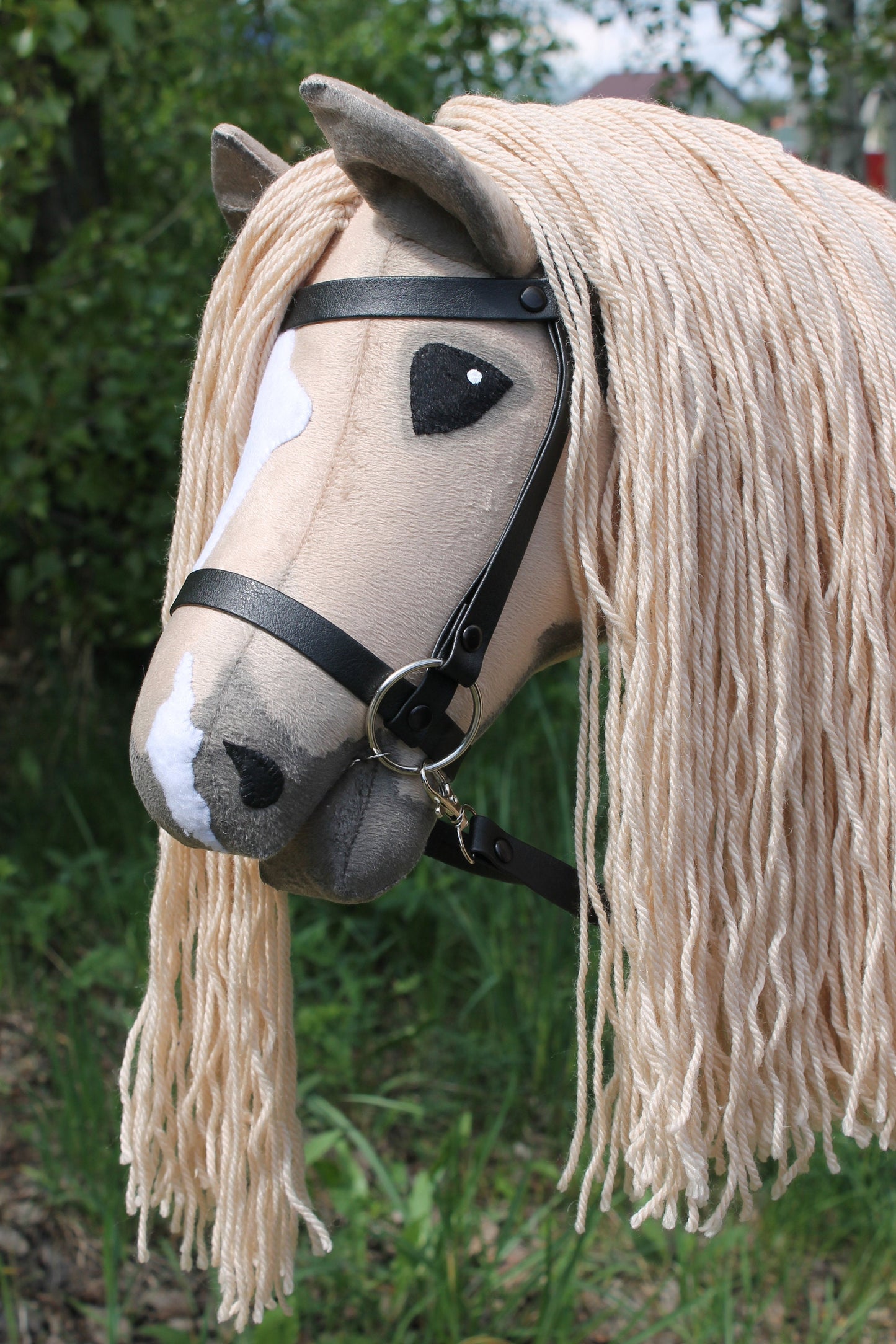 Hobby horse with bridle and reins A3 Rose Gray JAZZ