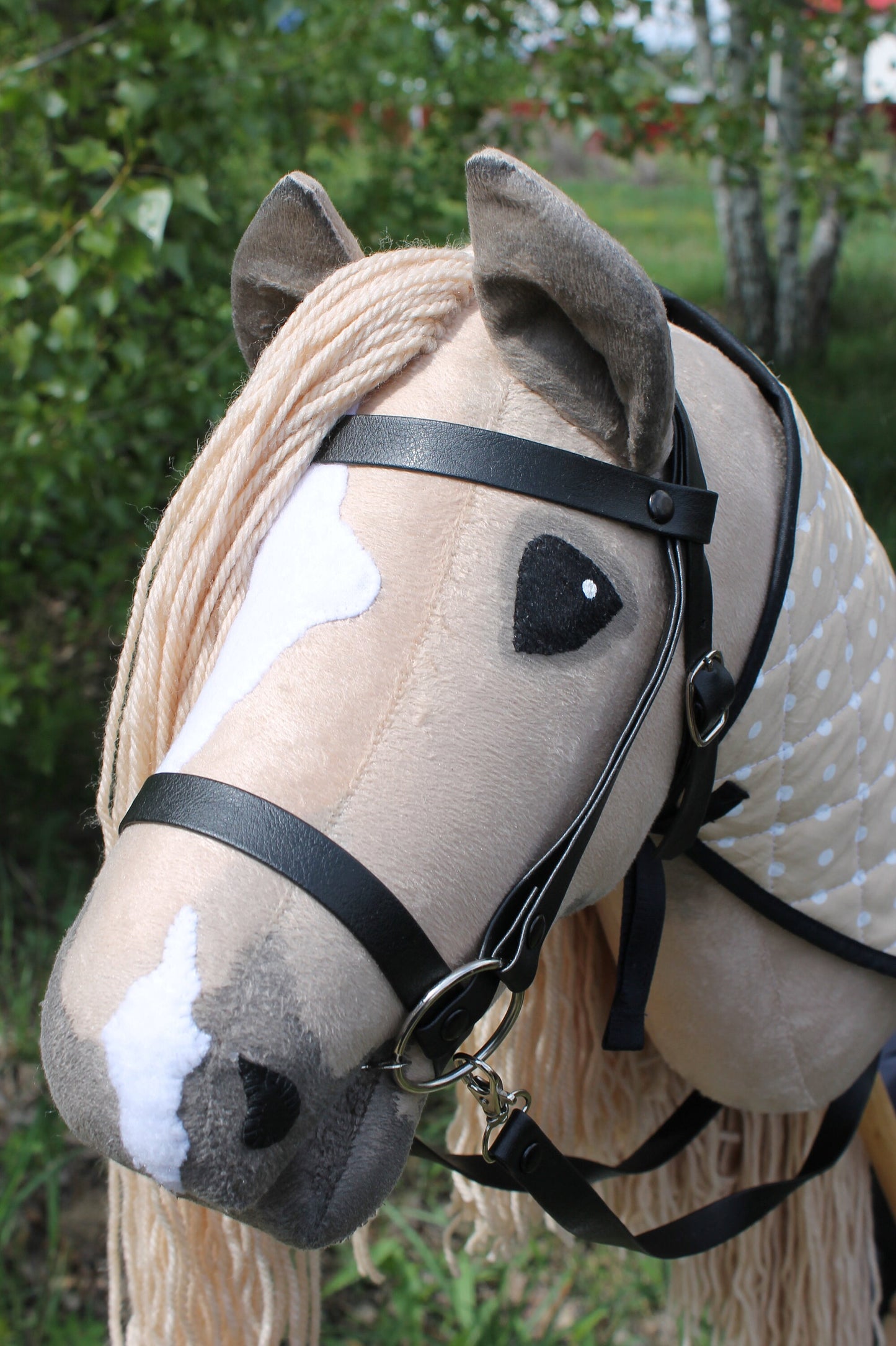Hobby horse with bridle and reins A3 Rose Gray JAZZ