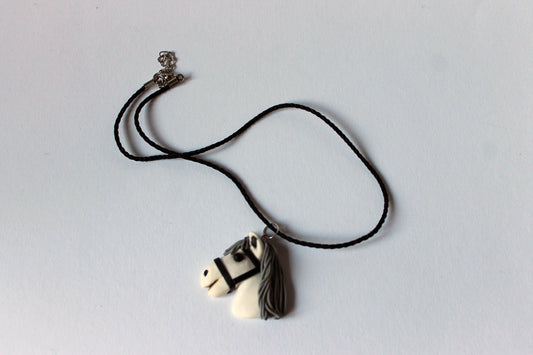 Pendant of real hobbyhorser / pendant with stickhorce's head / polymer clay pendant